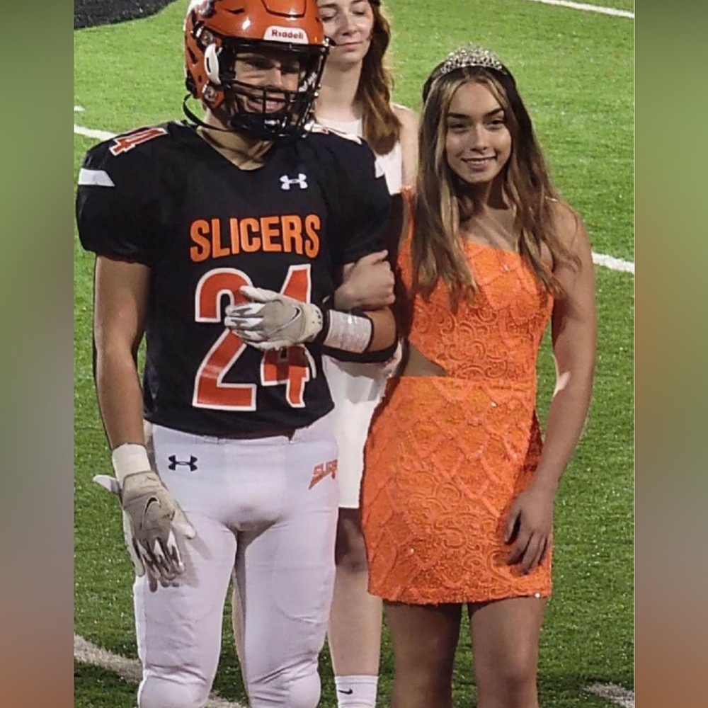 Primavera Orange embellished homecoming dress